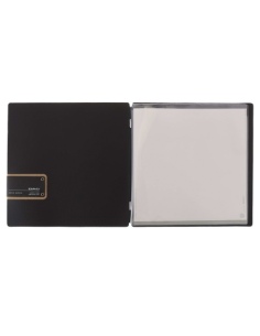Porta Menu QUADRATO (23x23,1 cm) etichetta PATCH "menu" 2 buste (4 facciate) elastico nero CHEF NERO 2