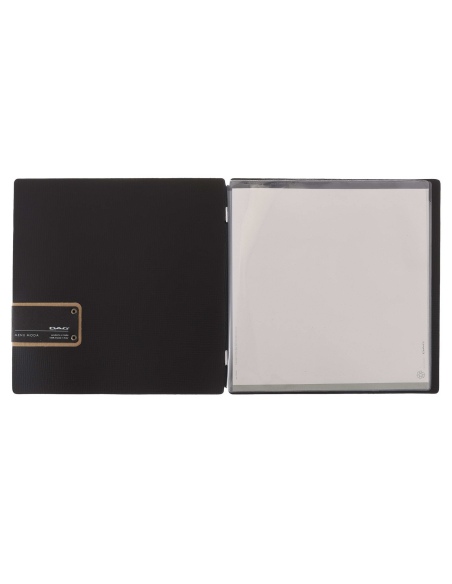 Porta Menu QUADRATO (23x23,1 cm) etichetta PATCH "menu" 2 buste (4 facciate) elastico nero CHEF NERO