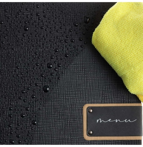 Porta Menu QUADRATO (23x23,1 cm) etichetta PATCH "menu" 2 buste (4 facciate) elastico nero CHEF NERO