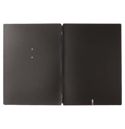 Porta Menu A4 (23,2x31,8 cm) etichetta METAL "menu" solo elastico nero CHEF NERO