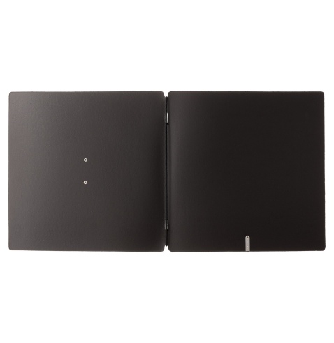 Porta Menu QUADRATO (23x23,1 cm) etichetta METAL "menu" solo elastico nero CHEF NERO