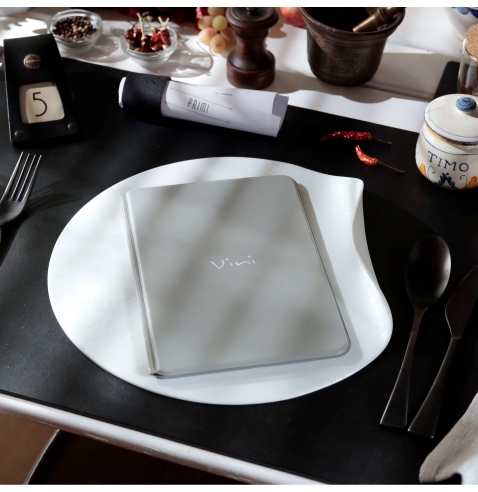 OUTLET - Porta menu in PVC termosaldato - formato GOLFO - colore grigio - 6+2 buste - scritta vini