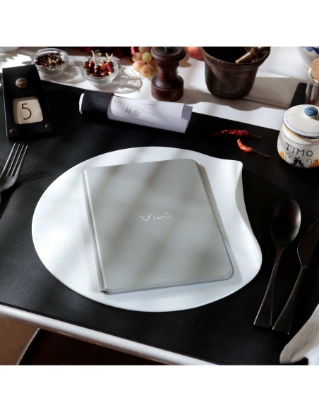 OUTLET - Porta menu in PVC termosaldato - formato GOLFO - colore grigio - 6+2 buste - scritta vini