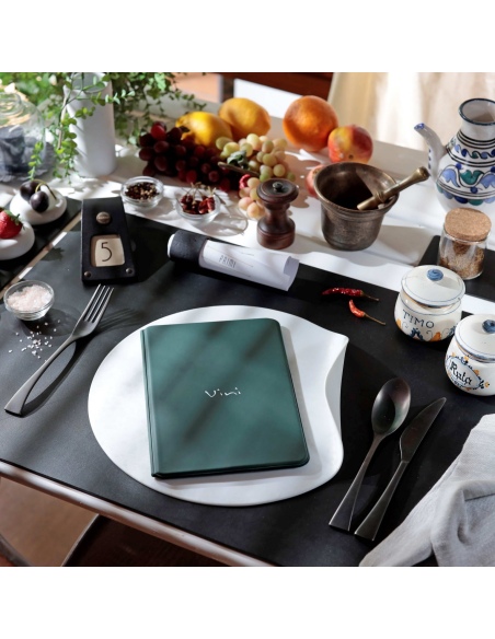 OUTLET - Porta menu in PVC termosaldato - formato GOLFO - colore verde - scritta vini