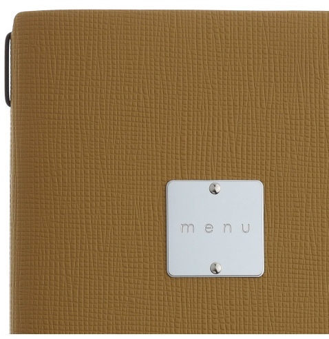 Porta Menu A4 SLIM (17,4x31,8 cm) etichetta METAL "menu" 2 buste (4 facciate) elastico nero CHEF OCRA
