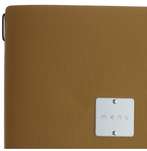 Porta Menu A4 (23,2x31,8 cm) etichetta METAL "menu" 2 buste (4 facciate) elastico nero CHEF OCRA