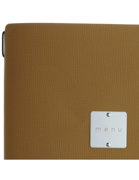 Porta Menu A4 (23,2x31,8 cm) etichetta METAL "menu" 2 buste (4 facciate) elastico nero CHEF OCRA