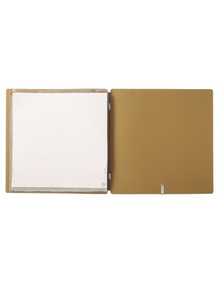 Porta Menu QUADRATO (23x23,1 cm) etichetta METAL "personalizzata" (minimo 18 pezzi) 2 buste (4 facciate) elastico nero CHEF OCRA