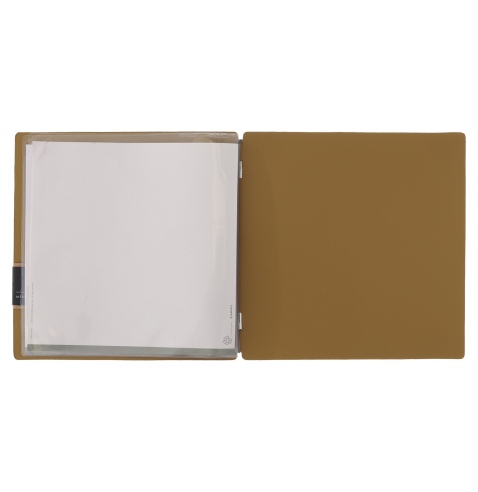Porta Menu QUADRATO (23x23,1 cm) etichetta PATCH "personalizzata" (minimo 18 pezzi) 2 buste (4 facciate) elastico nero CHEF OCRA