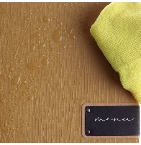 Porta Menu QUADRATO (23x23,1 cm) etichetta PATCH "personalizzata" (minimo 18 pezzi) 2 buste (4 facciate) elastico nero CHEF OCRA