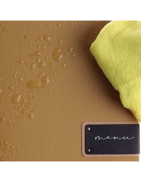 Porta Menu QUADRATO (23x23,1 cm) etichetta PATCH "personalizzata" (minimo 18 pezzi) 2 buste (4 facciate) elastico nero CHEF OCRA