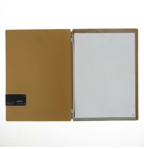 Porta Menu A4 (23,2x31,8 cm) etichetta PATCH "menu" 2 buste (4 facciate) elastico nero CHEF OCRA