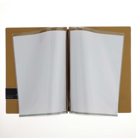 Porta Menu A4 (23,2x31,8 cm) etichetta PATCH "menu" 2 buste (4 facciate) elastico nero CHEF OCRA