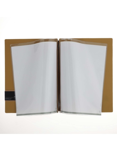 Porta Menu A4 (23,2x31,8 cm) etichetta PATCH "menu" 2 buste (4 facciate) elastico nero CHEF OCRA