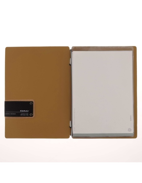 Porta Menu A5 (16,5x23,1 cm) etichetta PATCH "menu" 2 buste (4 facciate) elastico nero CHEF OCRA