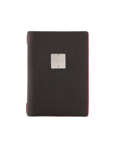Porta Menu A5 (16,5x23,1 cm) etichetta METAL "menu" 2 buste (4 facciate) elastico rosso JUTA BICOLOR