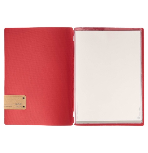 Porta Menu A4 (23,2x31,8 cm) etichetta PATCH "menu" 2 buste (4 facciate) elastico rosso JUTA BICOLOR