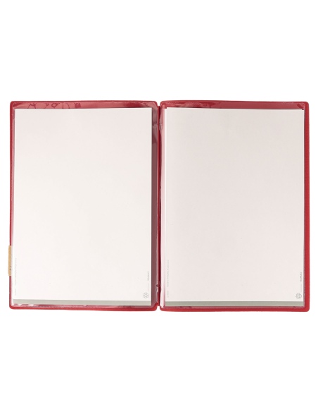 Porta Menu A4 (23,2x31,8 cm) etichetta PATCH "menu" 2 buste (4 facciate) elastico rosso JUTA BICOLOR