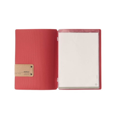 Porta Menu A5 (16,5x23,1 cm) etichetta PATCH "menu" 2 buste (4 facciate) elastico rosso JUTA BICOLOR