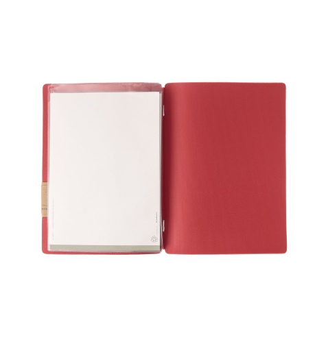 Porta Menu A5 (16,5x23,1 cm) etichetta PATCH "menu" 2 buste (4 facciate) elastico rosso JUTA BICOLOR