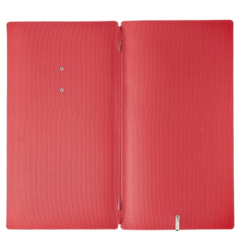 Porta Menu A4 SLIM (17,4x31,8 cm) etichetta METAL "personalizzata" (minimo 18 pezzi) solo elastico rosso JUTA BICOLOR