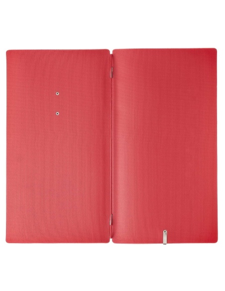 Porta Menu A4 SLIM (17,4x31,8 cm) etichetta METAL "personalizzata" (minimo 18 pezzi) solo elastico rosso JUTA BICOLOR
