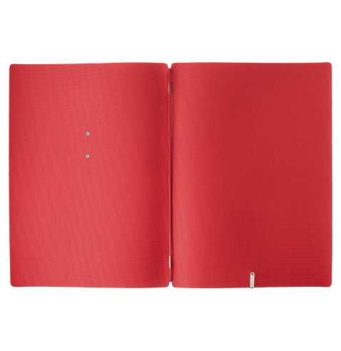 Porta Menu A4 (23,2x31,8 cm) etichetta METAL "personalizzata" (minimo 18 pezzi) solo elastico rosso JUTA BICOLOR