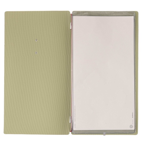 Porta Menu A4 SLIM (17,4x31,8 cm) etichetta METAL "menu" 2 buste (4 facciate) elastico rosso JUTA SALVIA