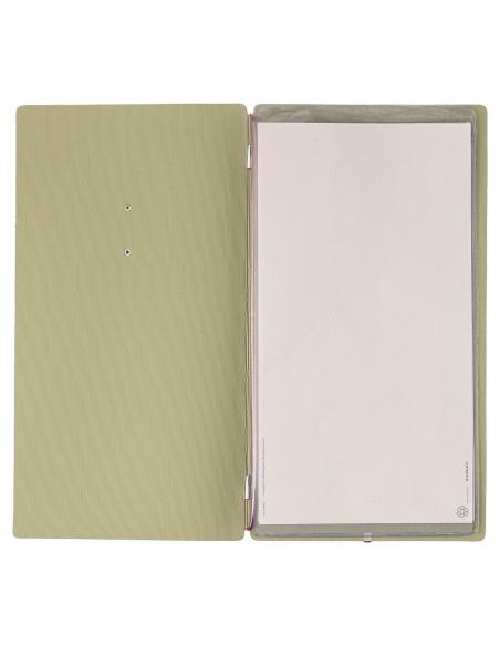 Porta Menu A4 SLIM (17,4x31,8 cm) etichetta METAL "menu" 2 buste (4 facciate) elastico rosso JUTA SALVIA