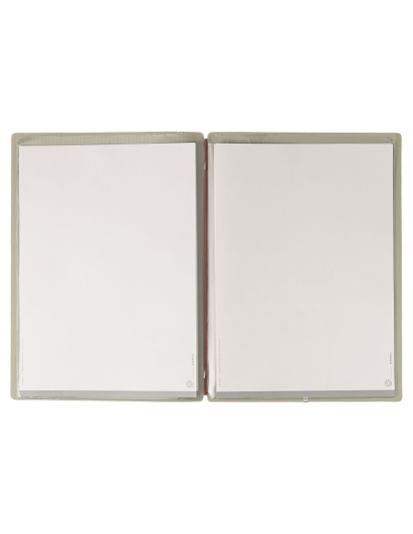 Porta Menu A4 (23,2x31,8 cm) etichetta METAL "menu" 2 buste (4 facciate) elastico rosso JUTA SALVIA