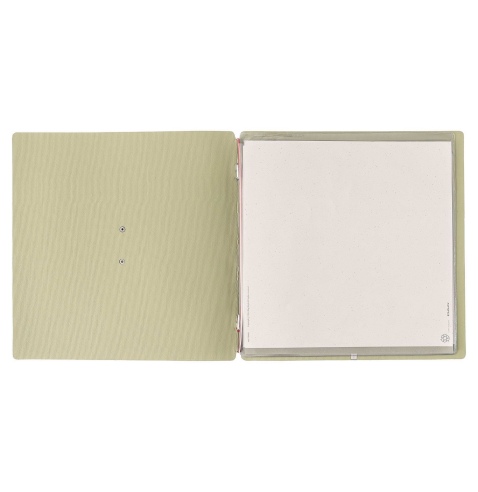 Porta Menu QUADRATO (23x23,1 cm) etichetta METAL "menu" 2 buste (4 facciate) elastico rosso JUTA SALVIA