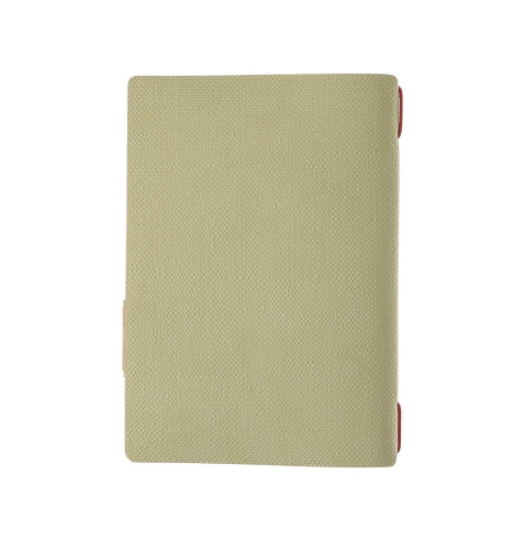 Porta Menu A5 (16,5x23,1 cm) etichetta PATCH "personalizzata" (minimo 18 pezzi) 2 buste (4 facciate) elastico rosso JUTA SALVIA