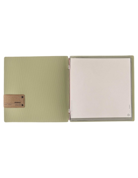 Porta Menu QUADRATO (23x23,1 cm) etichetta PATCH "personalizzata" (minimo 18 pezzi) 2 buste (4 facciate) elastico rosso JUTA SAL