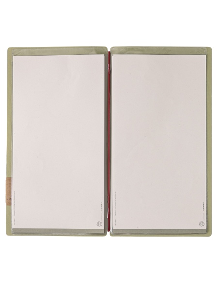Porta Menu A4 SLIM (17,4x31,8 cm) etichetta PATCH "menu" 2 buste (4 facciate) elastico rosso JUTA SALVIA