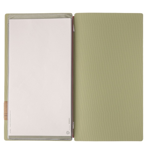 Porta Menu A4 SLIM (17,4x31,8 cm) etichetta PATCH "menu" 2 buste (4 facciate) elastico rosso JUTA SALVIA