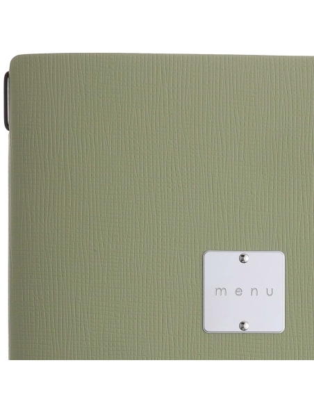 Porta Menu A4 (23,2x31,8 cm) etichetta METAL "menu" 2 buste (4 facciate) elastico nero CHEF SALVIA