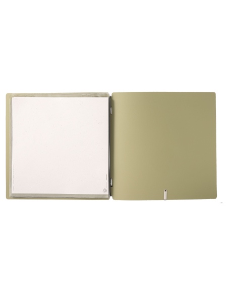 Porta Menu QUADRATO (23x23,1 cm) etichetta METAL "menu" 2 buste (4 facciate) elastico nero CHEF SALVIA