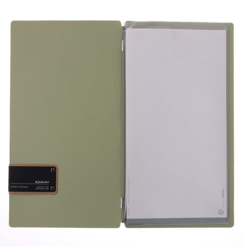Porta Menu A4 SLIM (17,4x31,8 cm) etichetta PATCH "personalizzata" (minimo 18 pezzi) 2 buste (4 facciate) elastico nero CHEF SAL