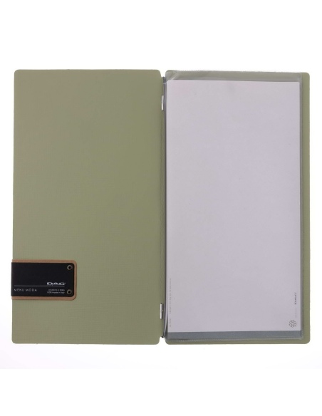 Porta Menu A4 SLIM (17,4x31,8 cm) etichetta PATCH "personalizzata" (minimo 18 pezzi) 2 buste (4 facciate) elastico nero CHEF SAL