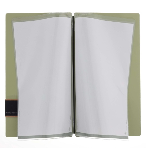 Porta Menu A4 SLIM (17,4x31,8 cm) etichetta PATCH "personalizzata" (minimo 18 pezzi) 2 buste (4 facciate) elastico nero CHEF SAL