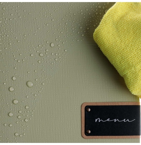 Porta Menu QUADRATO (23x23,1 cm) etichetta PATCH "personalizzata" (minimo 18 pezzi) 2 buste (4 facciate) elastico nero CHEF SALV