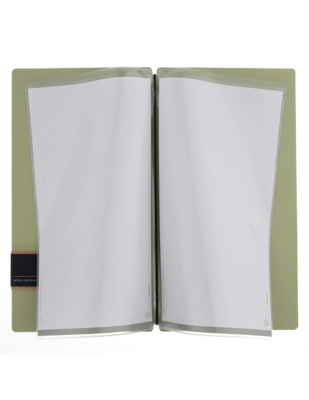 Porta Menu A4 SLIM (17,4x31,8 cm) etichetta PATCH "menu" 2 buste (4 facciate) elastico nero CHEF SALVIA