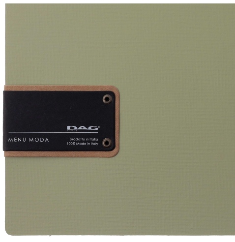 Porta Menu A4 SLIM (17,4x31,8 cm) etichetta PATCH "menu" 2 buste (4 facciate) elastico nero CHEF SALVIA