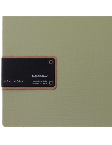 Porta Menu A4 SLIM (17,4x31,8 cm) etichetta PATCH "menu" 2 buste (4 facciate) elastico nero CHEF SALVIA