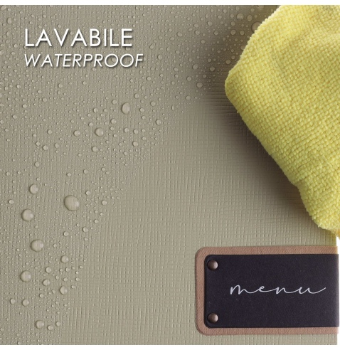 Porta Menu A4 SLIM (17,4x31,8 cm) etichetta PATCH "menu" 2 buste (4 facciate) elastico nero CHEF SALVIA