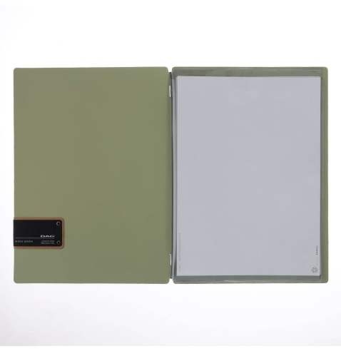 Porta Menu A4 (23,2x31,8 cm) etichetta PATCH "menu" 2 buste (4 facciate) elastico nero CHEF SALVIA