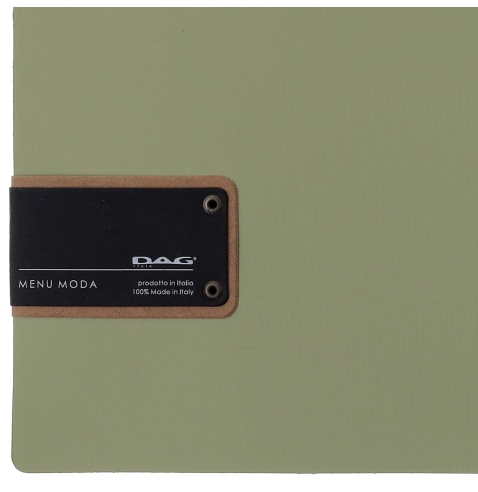 Porta Menu A4 (23,2x31,8 cm) etichetta PATCH "menu" 2 buste (4 facciate) elastico nero CHEF SALVIA