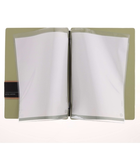 Porta Menu A5 (16,5x23,1 cm) etichetta PATCH "menu" 2 buste (4 facciate) elastico nero CHEF SALVIA