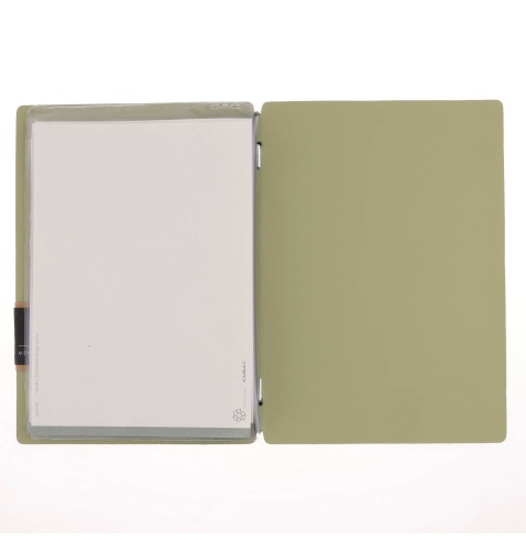 Porta Menu A5 (16,5x23,1 cm) etichetta PATCH "menu" 2 buste (4 facciate) elastico nero CHEF SALVIA