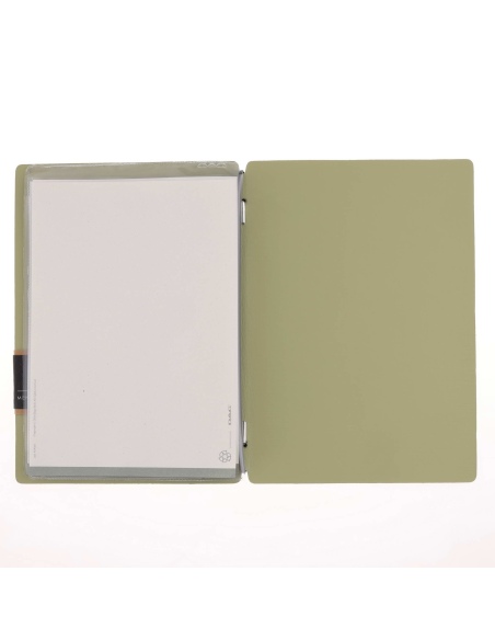 Porta Menu A5 (16,5x23,1 cm) etichetta PATCH "menu" 2 buste (4 facciate) elastico nero CHEF SALVIA